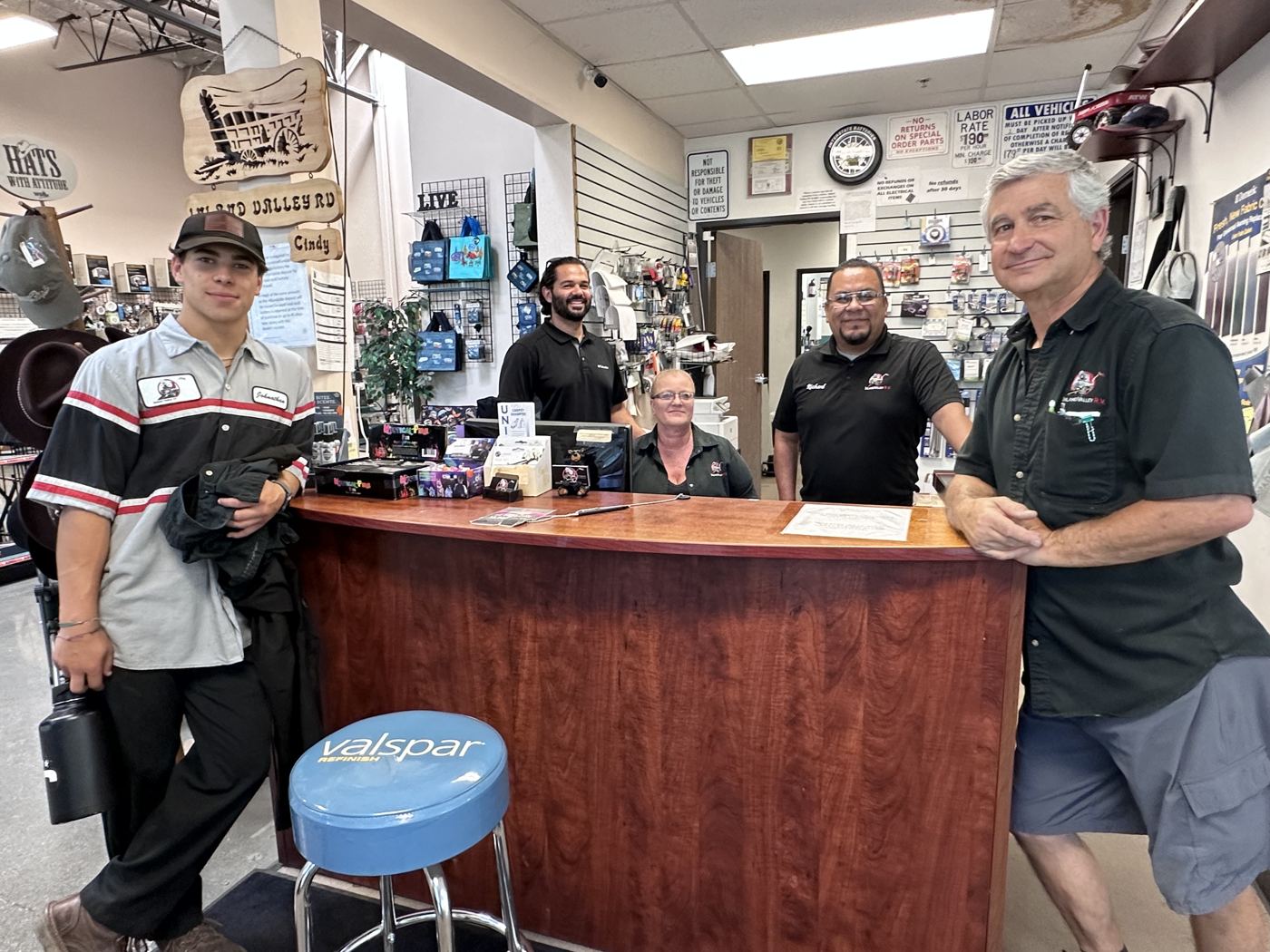 Inland Valley RV team at the store counter